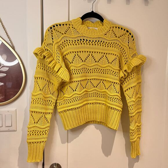 Joie Canary Yellow Knit Scalloped Neckline Sweater Size XXS - Picture 3 of 10